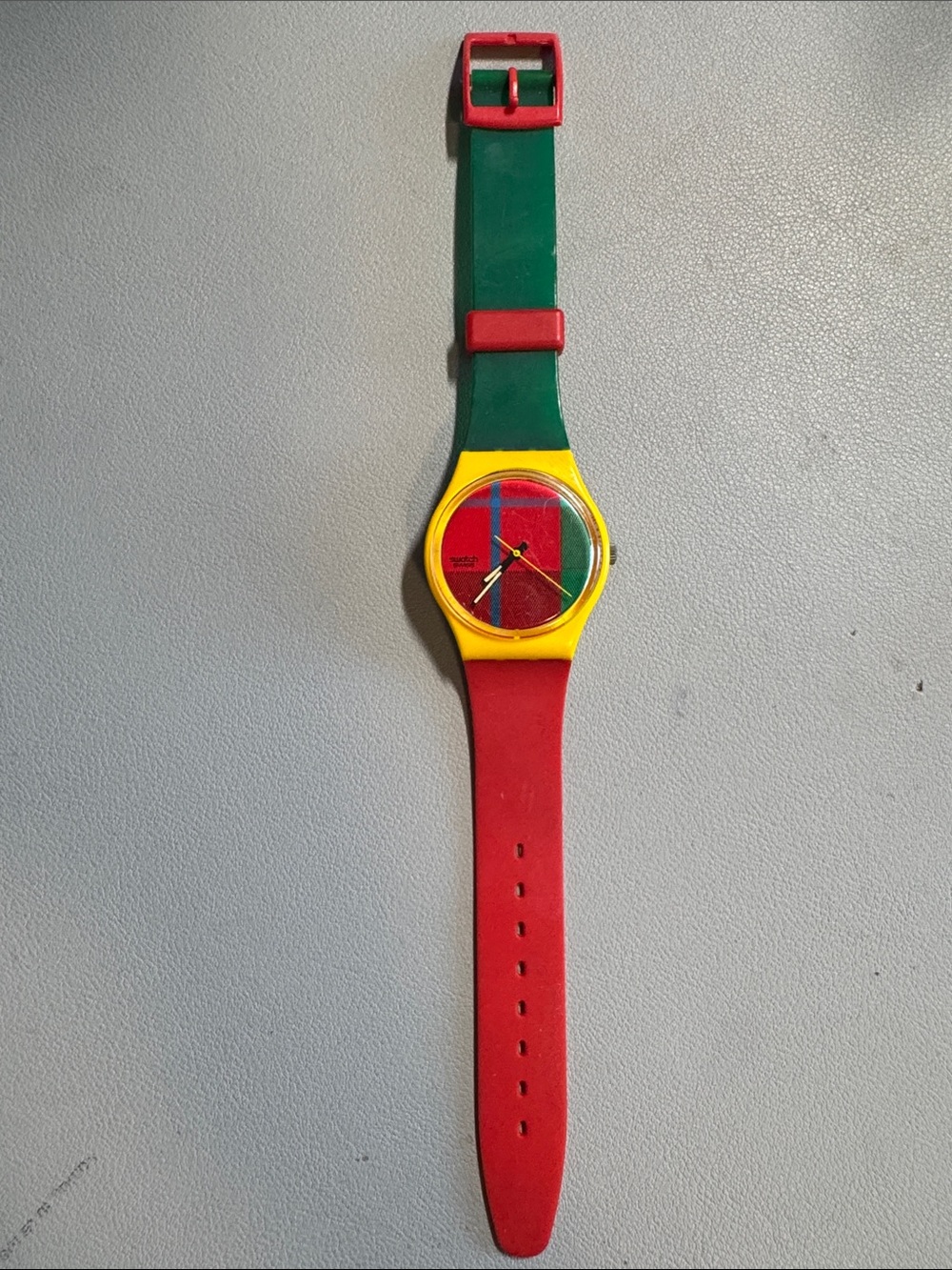 Swatch Swiss VINTAGE Silicone Watch - Red, Green & Yellow